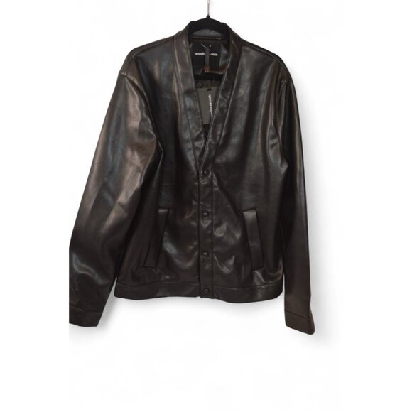 🖤 Mens MANNIER DE VOIR Black Faux Leather Button Jacket – Size XXL NWT - Picture 3 of 6